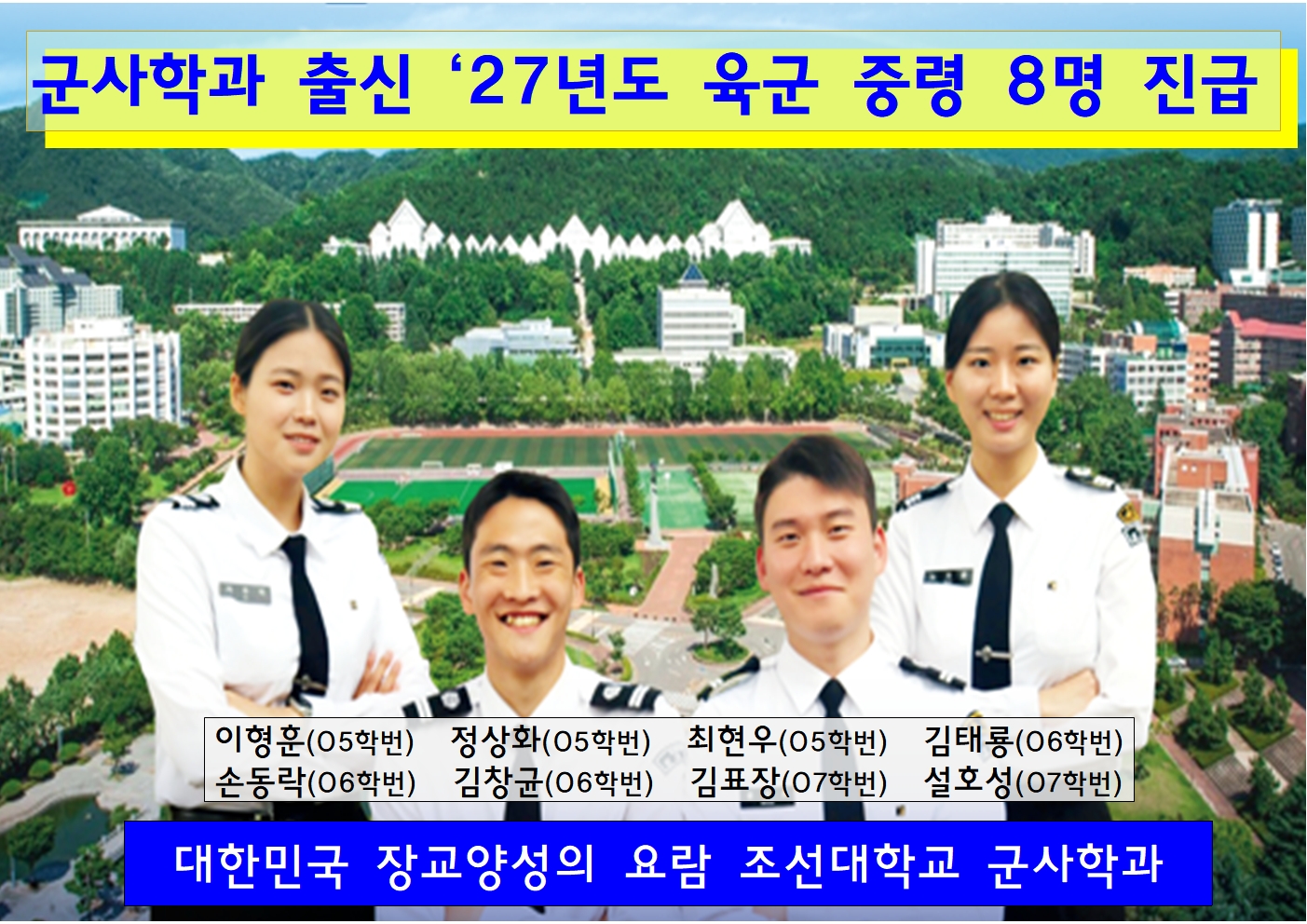 경 축 : 군사학과 출신자 27년도 육군 중령으로 8명 진급 대표이미지